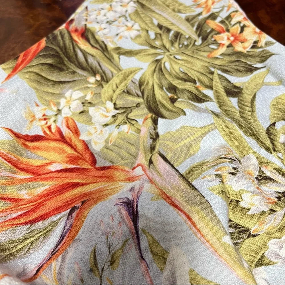 Hawaiian Handmade Tote Barkcloth Cotton Hibiscus Bird of Paradise Tropical